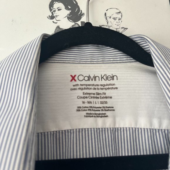Calvin Klein White and Blue Collared Dress Shirt - Picture 2 of 2